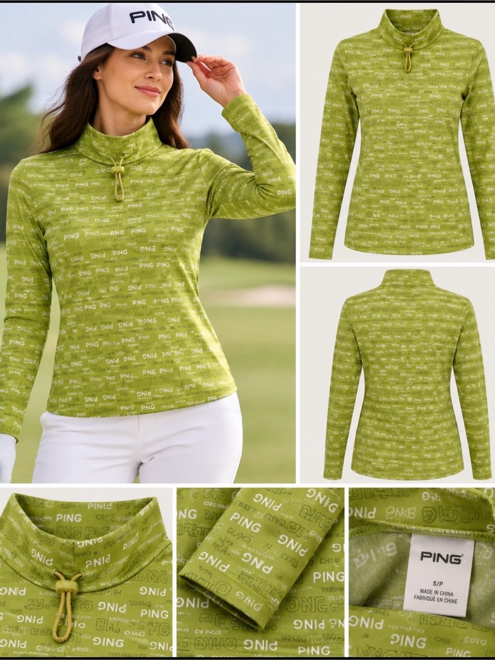 PING Women's Lime Green Logo Golf Sweatshirt M